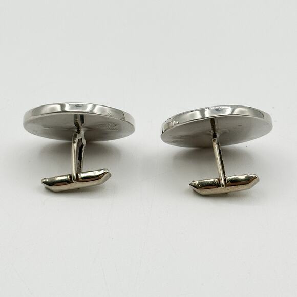 Taxco Sterling Silver Abalone Cufflinks Inlayed Mother of Pearl Round Vintage - Picture 6 of 13